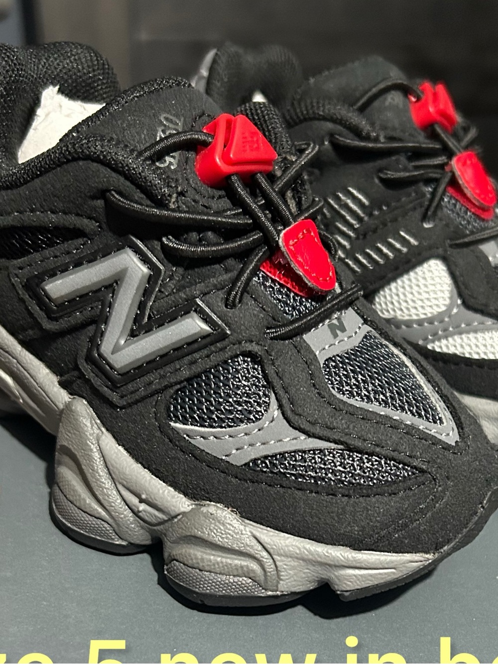 New Balance Kids Black, Gray & Red Athletic Sneakers